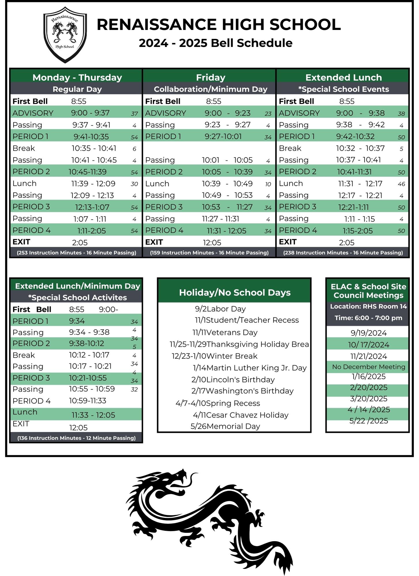 2022-2023 Bell schedule