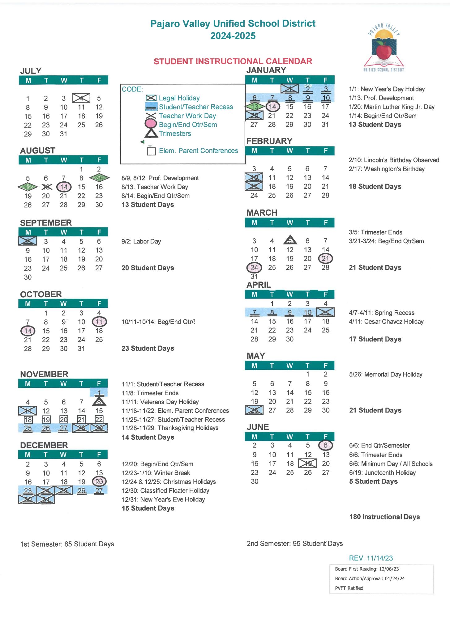 District Calendar 2023-2024